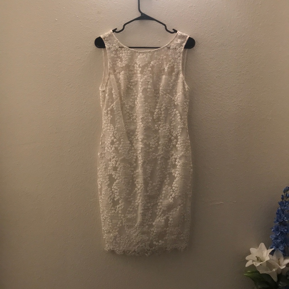 White Sequin Lace Dress (Never Worn)